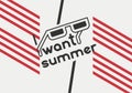 I Want Summer. Summer time phrase typographical poster. Vector illustration. Royalty Free Stock Photo