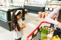 Daughter throwing a tantrum at the grocery shop Royalty Free Stock Photo