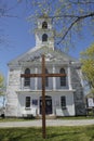 Evangelical Church in Hubbardston, big wooden cross Royalty Free Stock Photo
