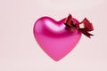 I will give you my heart. heart with a red gift bow on a pastel background. 3d render