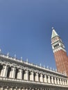 Venice. Italy. Unique Venetian views from the sea and land in the summer sunny day. Royalty Free Stock Photo