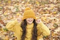 I would stay here forever. autumn knitted fashion. romantic season for inspiration. happy childhood. teen girl relax in Royalty Free Stock Photo