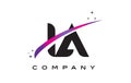 IA I A Black Letter Logo Design with Purple Magenta Swoosh