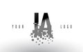 IA I A Pixel Letter Logo with Digital Shattered Black Squares