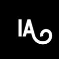 IA letter logo design on black background. IA creative initials letter logo concept. ia letter design. IA white letter design on Royalty Free Stock Photo
