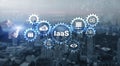 IaaS Infrastructure as a Service. Blue Online Gear Internet and networking concept