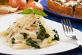 Ialian pasta with garlic and sliverbeet Royalty Free Stock Photo