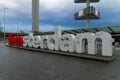 Iamsterdam floor sign at Schiphol airport Amsterdam. Iam Amsterdam sign