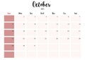 2023 October month calendar