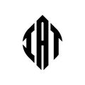 IAT circle letter logo design with circle and ellipse shape. IAT ellipse letters with typographic style. The three initials form a Royalty Free Stock Photo