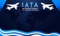 IATA. International Air Transport Association Background. With an airplane, air, and world map icon