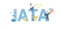 IATA, International Air Transport Association. Concept with keywords, people and icons. Flat vector illustration