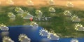 Ibadan city and partly cloudy weather icon on the map, weather forecast related 3D rendering