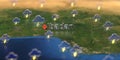 Ibadan city and stormy weather icon on the map, weather forecast related 3D rendering