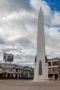 IBARRA, ECUADOR - JUNE 28, 2015: Obelisk in the center of Ibarra town called White City , Ecuad