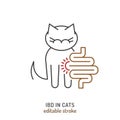 IBD in cats. Linear icon, pictogram, symbol. Common disease.