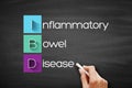 IBD - Inflammatory Bowel Disease acronym, medical concept background on blackboard Royalty Free Stock Photo