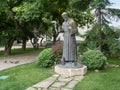 ÃÂ ibenik, Croatia - July 26, 2021: Statue of Saint Franjo in front of the Catholic Church of Gospa van Grada