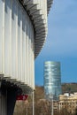 Iberdrola building seen from the Athletic Stadium in Bilbao-Basque