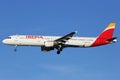 Iberia Airbus A321 airplane Madrid airport Royalty Free Stock Photo