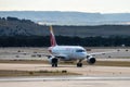 Iberia airplane in airport runway before takeoff