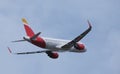 Madrid, EspaÃÂ±a; March 7, 2020: Iberia airplane taking off from Barajas