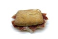 Iberian Ham sandwich on ciabatta bread Royalty Free Stock Photo