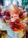 Iberic ham and cheese tapa Royalty Free Stock Photo