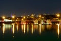 Ibirapuera park fountains and lake at night, Sao Paulo city Royalty Free Stock Photo