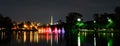 Ibirapuera park fountains and lake at night, Sao Paulo city Royalty Free Stock Photo
