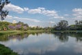 Ibirapuera Park Lake and Sao Paulo Obelisk - Sao Paulo, Brazil Royalty Free Stock Photo