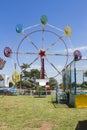 Ibitinga, SP, Brazil - 02 07 2021: Big Wheel at urban amusement park; Brazilian countryside