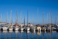 Ibiza, Baleares - 2020-02-21: Sailboats docked in the port of the city of Ibiza Royalty Free Stock Photo