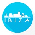 Ibiza, Balearic Islands, Spain Flat Icon. Skyline Silhouette Design. City Vector Art Famous Buildings.