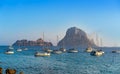 Ibiza cala d Hort with Es Vedra islet sunset Royalty Free Stock Photo