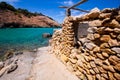 Ibiza Cala Moli beach with clear water in Balearics