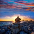 Ibiza Cap des Falco beach sunset with desire stones