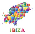 Ibiza - colorful low poly island shape.