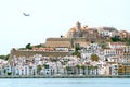 Ibiza Eivissa town with blue Mediterranean sea Royalty Free Stock Photo