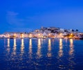 Ibiza island night view of Eivissa town Royalty Free Stock Photo