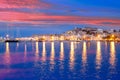 Ibiza island night view of Eivissa town