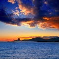 Ibiza island sunset with Es Vedra in background Royalty Free Stock Photo