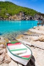 Ibiza Port de Benirras beach turquoise color Royalty Free Stock Photo