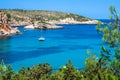 Ibiza Punta de Xarraca turquoise beach paradise in Balearic Islands Royalty Free Stock Photo
