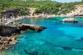 Ibiza Punta de Xarraca turquoise beach paradise in Balearic Islands Royalty Free Stock Photo