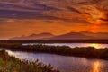 Ibiza ses Salines saltworks at sunset in Sant Josep