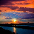 Ibiza ses Salines saltworks at sunset in Sant Josep