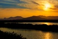 Ibiza ses Salines saltworks at sunset in Sant Josep Royalty Free Stock Photo