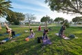 Yoga teacher teaching outdoor classes in Ibiza