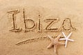 Ibiza Spain beach sand sign Royalty Free Stock Photo